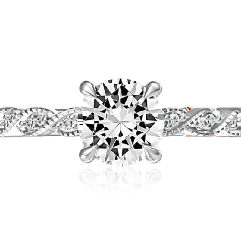 Custom infinity rings for couples-A. Jaffe Twist Shank Round Diamond Engagement Ring