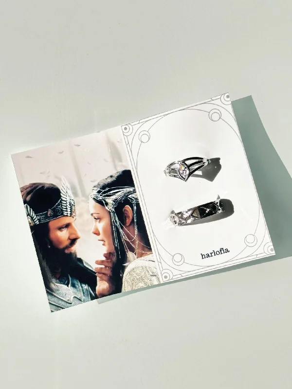 Custom rings for wedding gifts-Adjustable Arwen & Aragorn Inspired Couple Rings