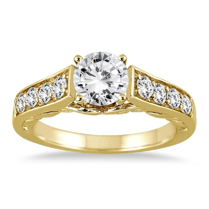 Minimalist engagement rings for women-AGS Certified 1 1/2 Carat TW Diamond Ring in 14K Yellow Gold (J-K Clarity, I2-I3 Clarity)