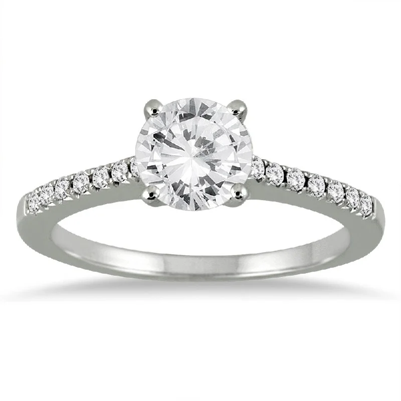 Platinum engagement rings for women-AGS Certified 1 1/8 Carat TW Diamond Ring in 14K White Gold (J-K Color, I2-I3 Clarity)