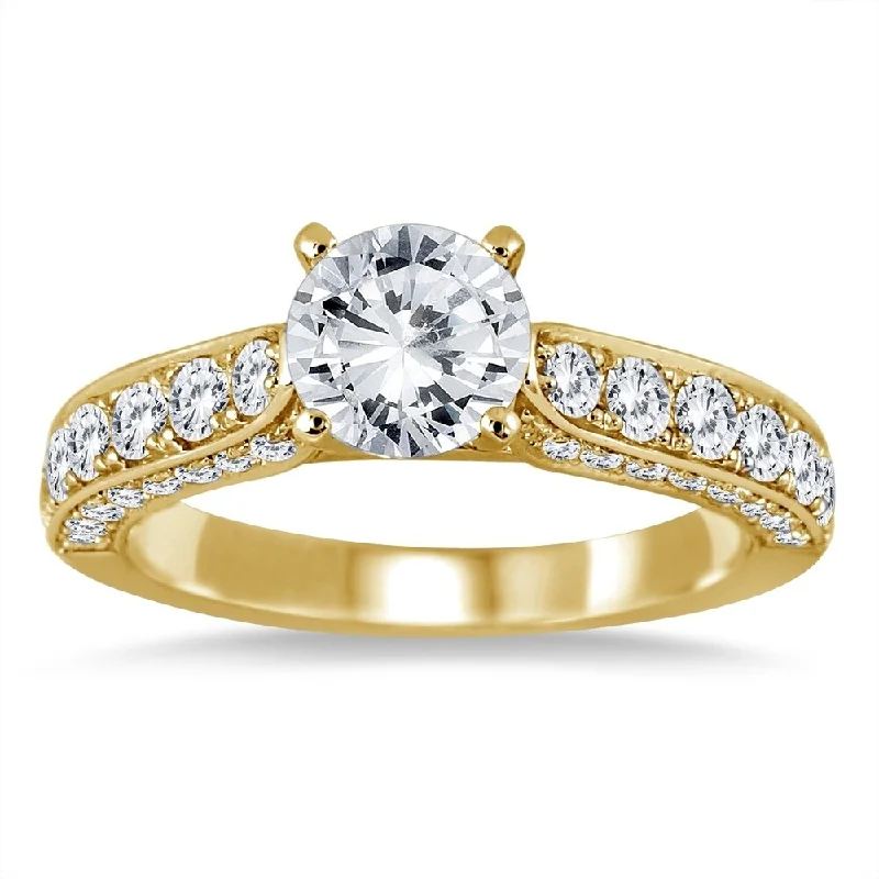 Simple promise rings for women-AGS Certified 1 7/8 Carat TW Diamond Ring in 14K Yellow Gold (J-K Color, I2-I3 Clarity)