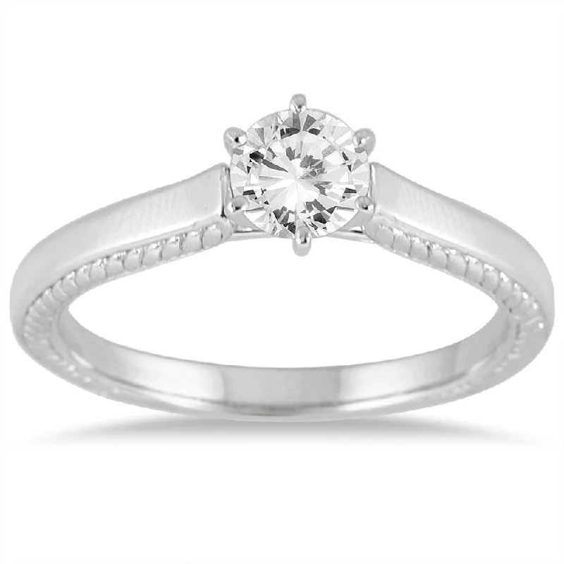 Personalized rings with names-AGS Certified 1 Carat Diamond Cathedral Ring in 14K White Gold (J-K Color, I2-I3 Clarity)