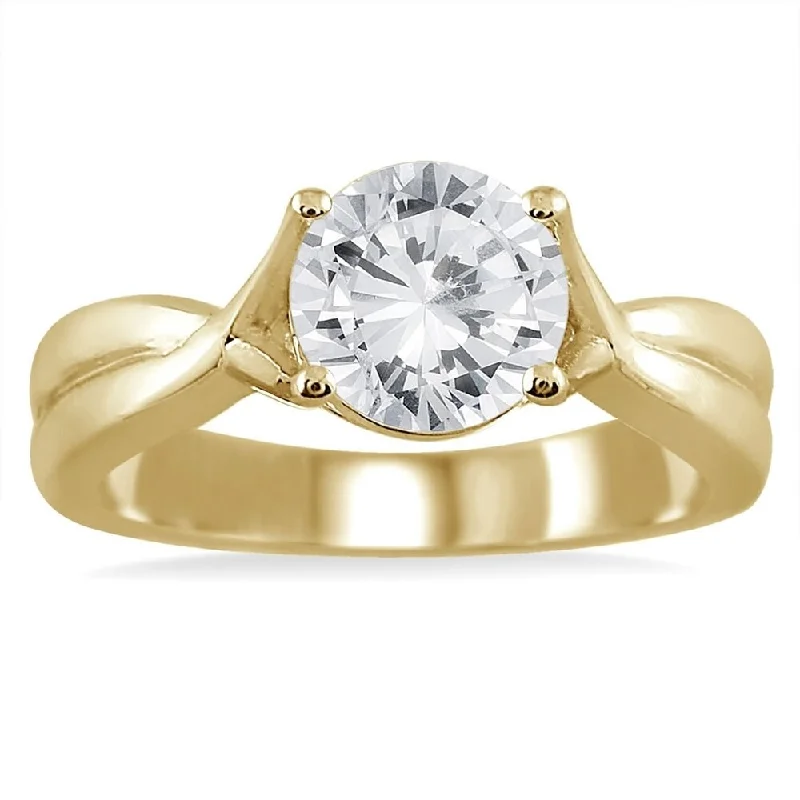 Vintage gold rings for men-AGS Certified 1 Carat Diamond Solitaire Ring in 14K Yellow Gold (J-K Color, I2-I3 Clarity)