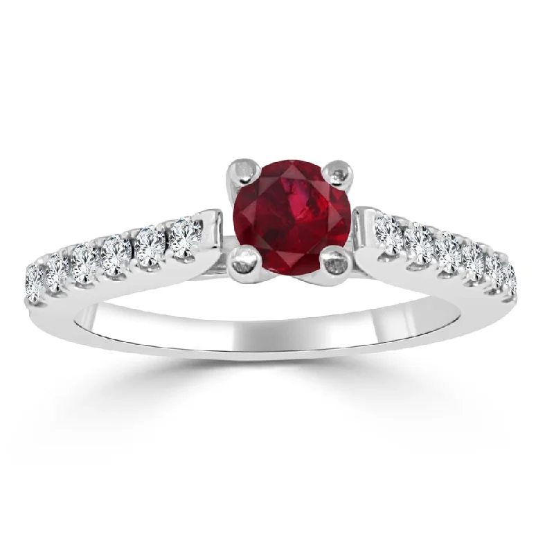 Vintage wedding rings for couples-Auriya 14k Gold 1/2ct Ruby and 1/3ct TDW Round Diamond Engagement Ring