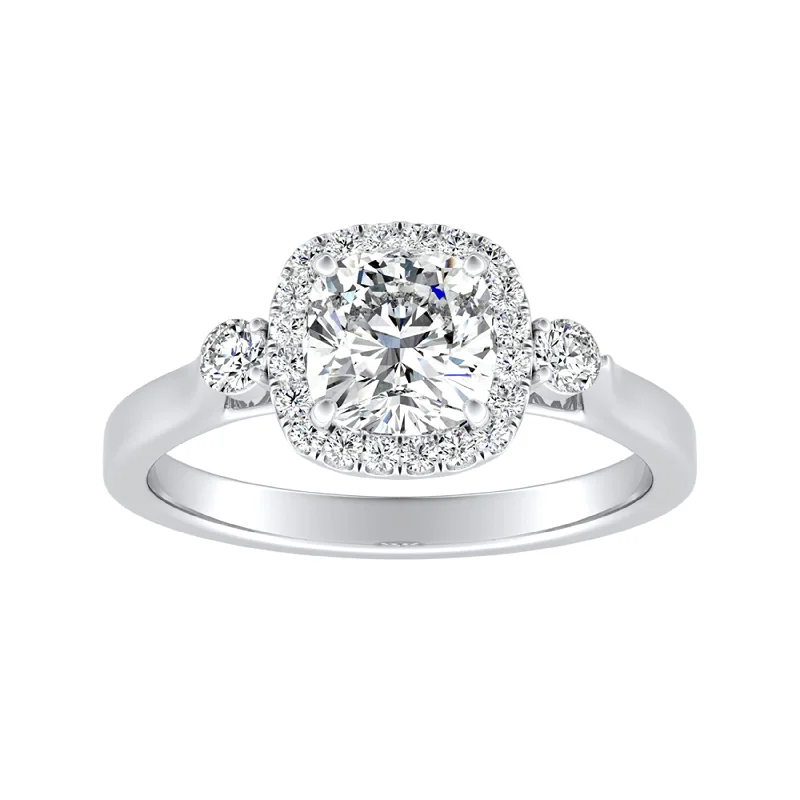 Custom rings for wedding gifts-Auriya 14k Gold 1ct Cushion-cut Moissanite and Diamond Halo Engagement Ring 1/4ct TDW