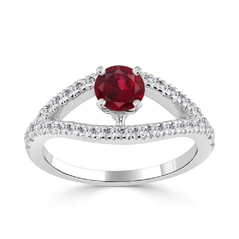 Custom-designed rings for couples-Auriya 14k Gold 2/5ct Ruby and 1/3ct TDW Diamond Modern Engagement Ring