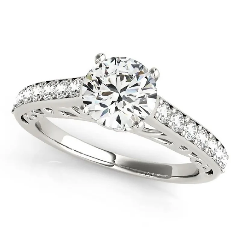 Stackable engagement rings with diamonds-Auriya 14k Gold 3ct Round Brilliant Moissanite and 1/3ctw Diamond Engagement Ring