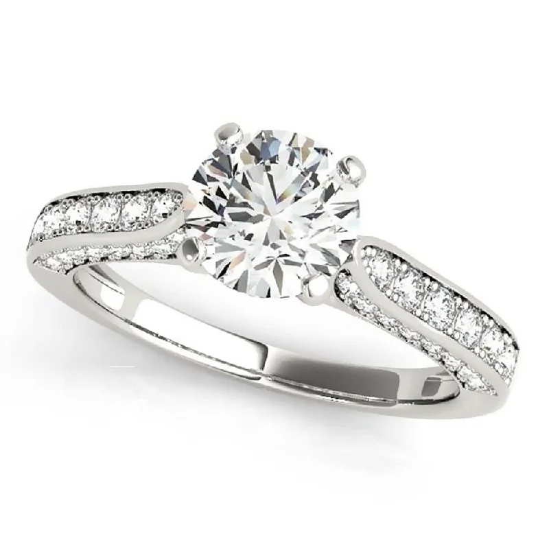 Men’s fashion rings with diamonds-Auriya 14k Gold Classic 3ct Round Moissanite and 1/2ctw Diamond Engagement Ring