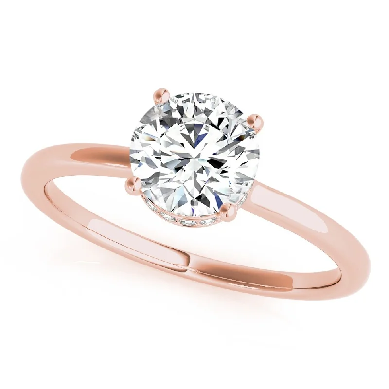 Stackable rings for bridesmaids-Auriya 14k Rose Gold Lab Grown Round Diamond Halo Engagement Ring 0.50 to 5.00 ct. tw. (F-G VS)