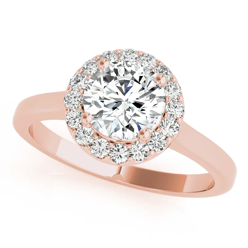 Custom wedding bands with diamonds-Auriya 14k Rose Gold Lab Grown Round Diamond Halo Engagement Ring 0.50 to 5.00 ct. tw. (F-G VS)