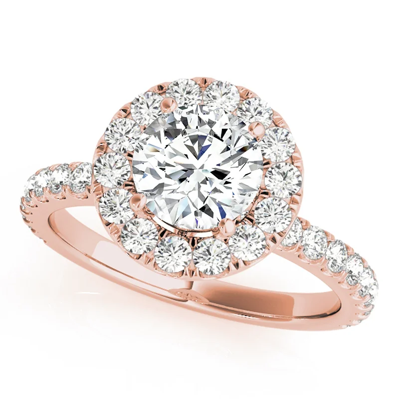 Large diamond rings for women-Auriya 14k Rose Gold Lab Grown Round Diamond Halo Engagement Ring 0.50 to 5.00 ct. tw. (F-G VS)