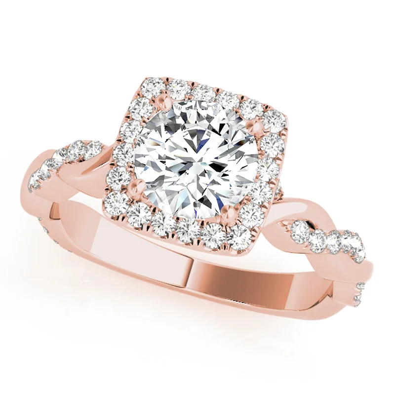 Unique gold rings for women-Auriya 14k Rose Gold Lab Grown Round Diamond Halo Engagement Ring 0.50 to 5.00 ct. tw. (F-G VS)