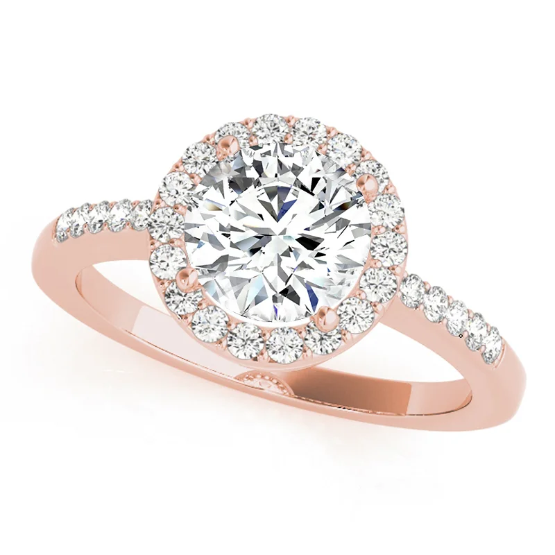 Fashion rings for women with pearls-Auriya 14k Rose Gold Lab Grown Round Diamond Halo Engagement Ring 0.50 to 5.00 ct. tw. (F-G VS)