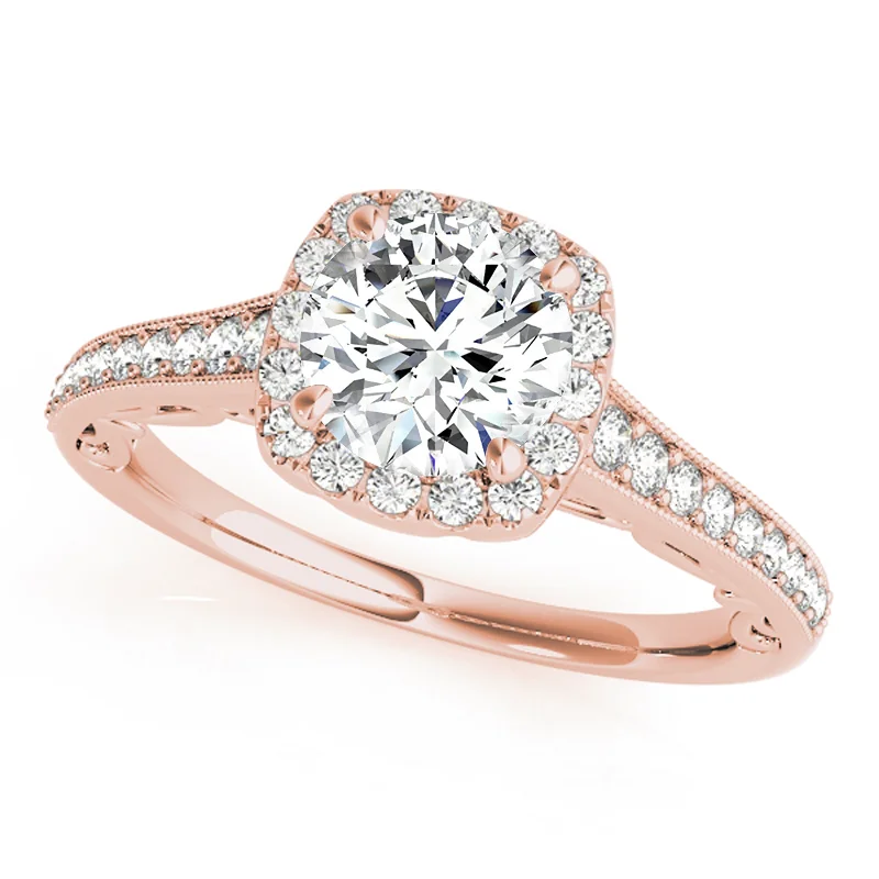 Custom diamond promise rings for women-Auriya 14k Rose Gold Lab Grown Round Diamond Halo Engagement Ring 0.50 to 5.00 ct. tw. (F-G VS)