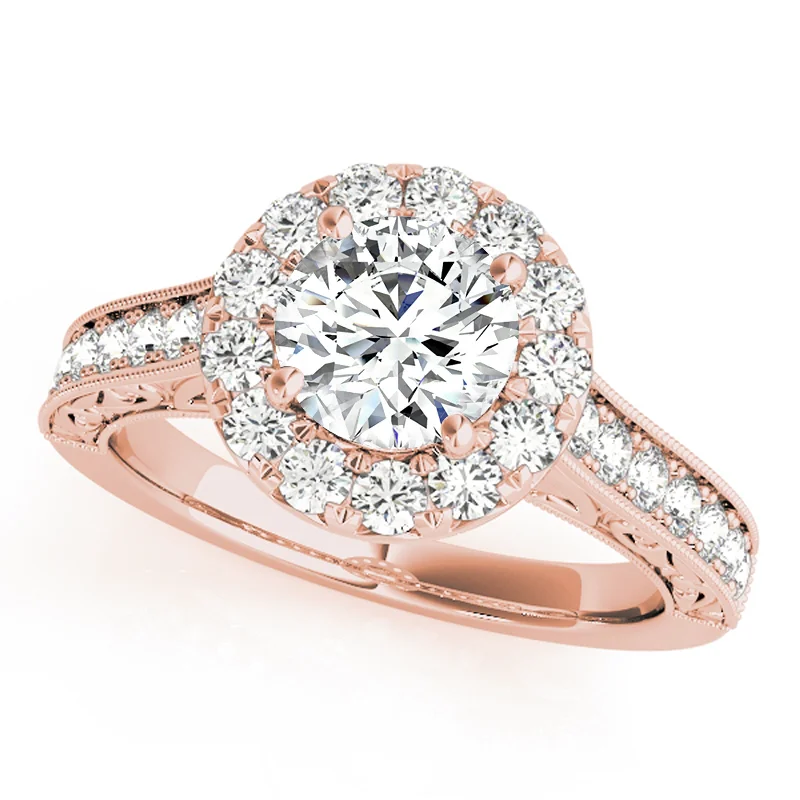 Simple gold promise rings for women-Auriya 14k Rose Gold Lab Grown Round Diamond Halo Engagement Ring 0.50 to 5.00 ct. tw. (F-G VS)