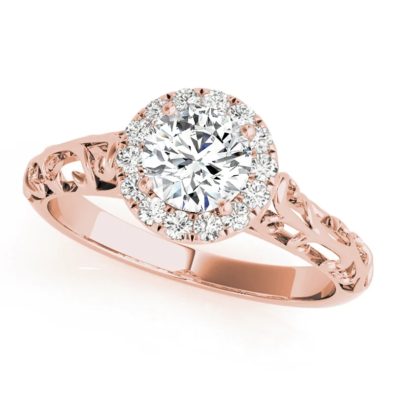 Custom engraved wedding bands-Auriya 14k Rose Gold Lab Grown Round Diamond Halo Engagement Ring 0.50 to 5.00 ct. tw. (F-G VS)