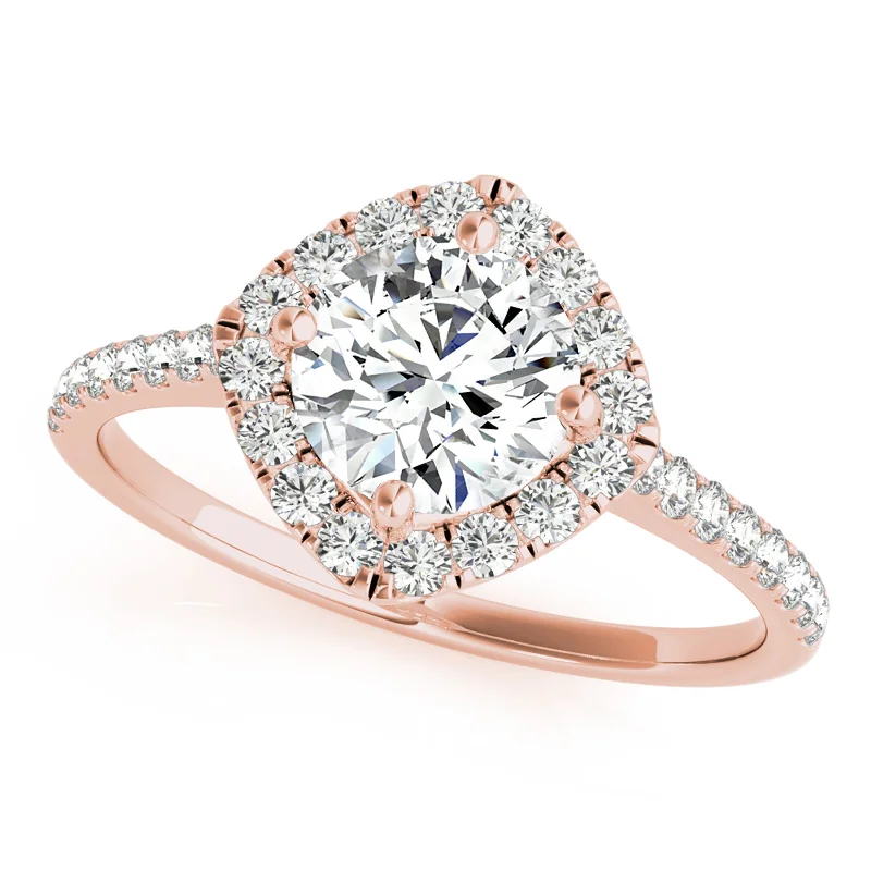 Fashionable stackable rings for women-Auriya 14k Rose Gold Lab Grown Round Diamond Halo Engagement Ring 0.50 to 5.00 ct. tw. (F-G VS)