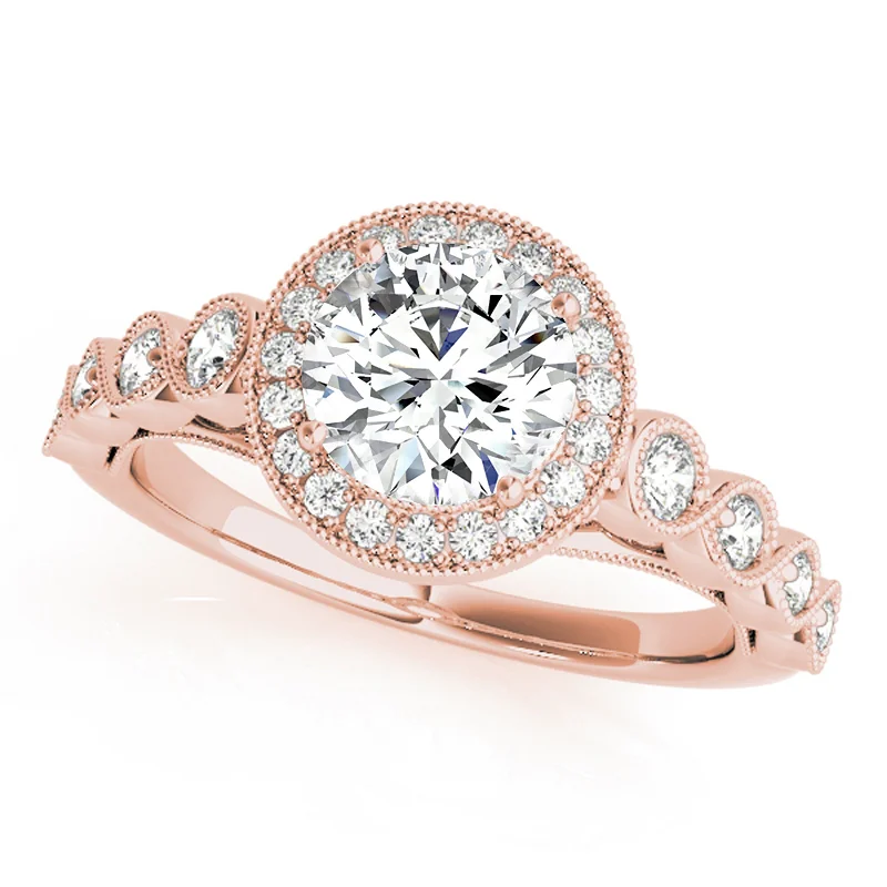 Custom birthstone wedding bands-Auriya 14k Rose Gold Lab Grown Round Diamond Halo Engagement Ring 0.50 to 5.00 ct. tw. (F-G VS)