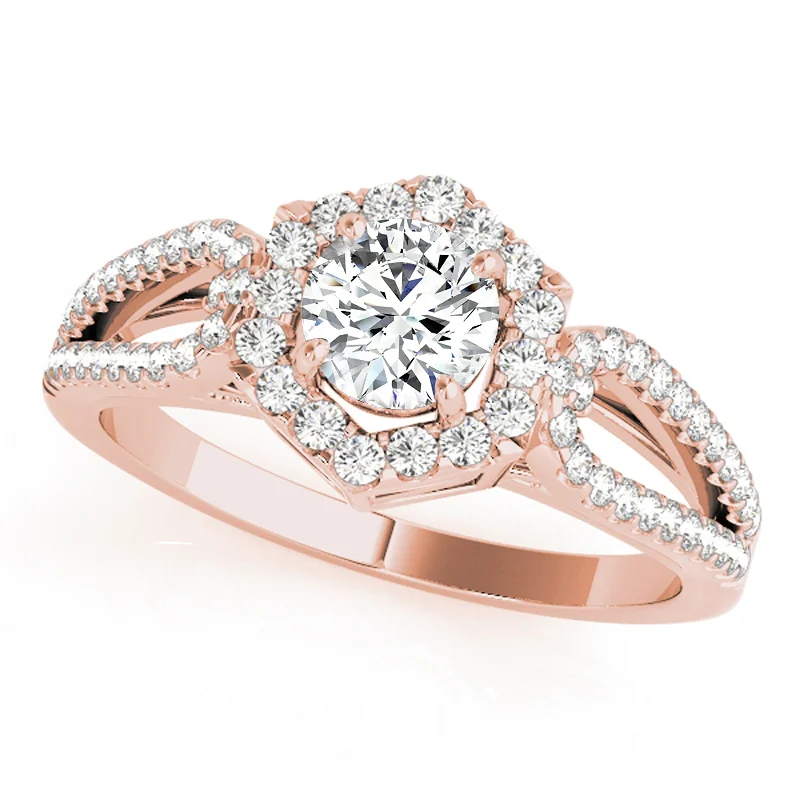 Vintage diamond wedding bands-Auriya 14k Rose Gold Lab Grown Round Diamond Halo Engagement Ring 0.50 to 5.00 ct. tw. (F-G VS)