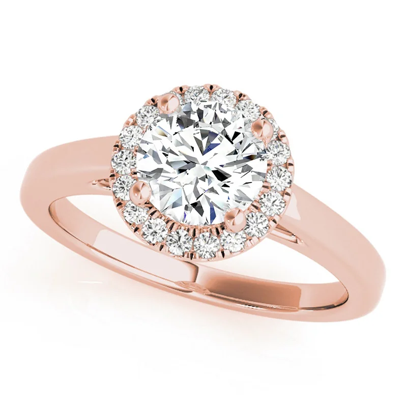 Sterling silver rings for men-Auriya 14k Rose Gold Lab Grown Round Diamond Halo Engagement Ring 0.50 to 5.00 ct. tw. (F-G VS)