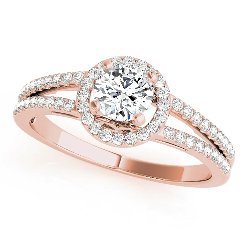 Custom birthstone wedding bands-Auriya 14k Rose Gold Lab Grown Round Diamond Halo Engagement Ring 0.50 to 5.00 ct. tw. (F-G VS)