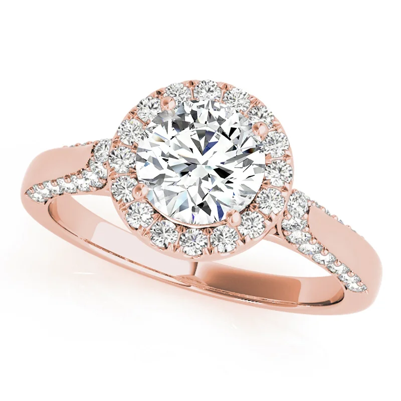 Vintage wedding rings for couples-Auriya 14k Rose Gold Lab Grown Round Diamond Halo Engagement Ring 0.50 to 5.00 ct. tw. (F-G VS)