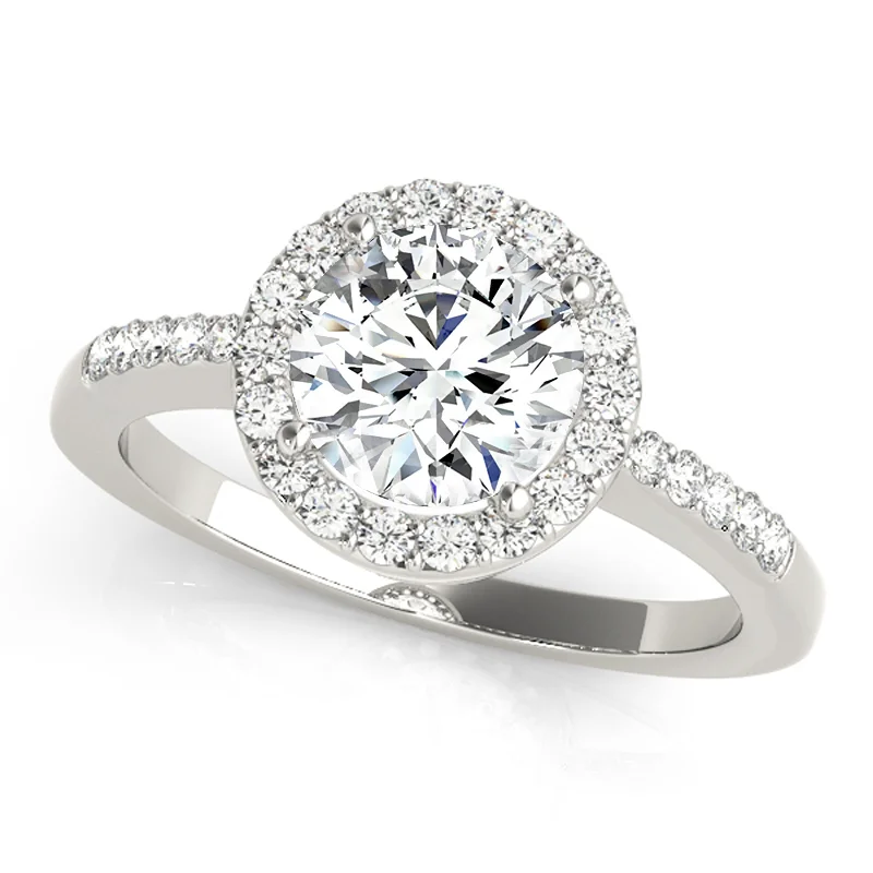 Stackable engagement rings with diamonds-Auriya 14k White Gold Lab Grown Round Diamond Halo Engagement Ring 0.50 to 5.00 ct. tw. (F-G VS)