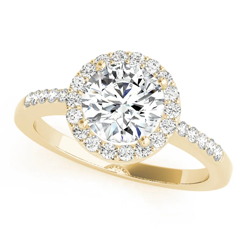 Custom-designed rings for couples-Auriya 14k Yellow Gold Lab Grown Round Diamond Halo Engagement Ring 0.50 to 5.00 ct. tw. (F-G VS)