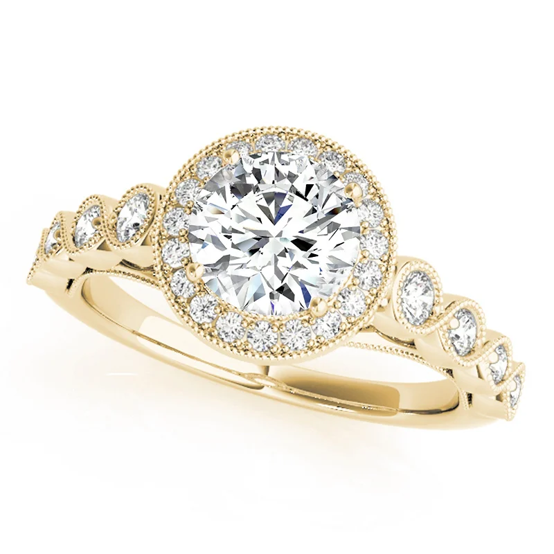 Unique gold rings for women-Auriya 14k Yellow Gold Lab Grown Round Diamond Halo Engagement Ring 0.50 to 5.00 ct. tw. (F-G VS)