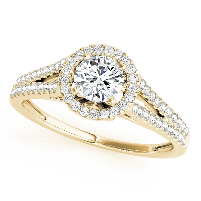 Fashion rings with diamonds for women-Auriya 14k Yellow Gold Lab Grown Round Diamond Halo Engagement Ring 0.50 to 5.00 ct. tw. (F-G VS)