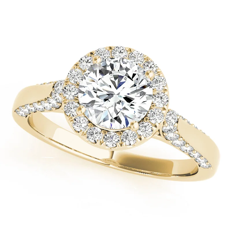 Designer engagement rings for women-Auriya 14k Yellow Gold Lab Grown Round Diamond Halo Engagement Ring 0.50 to 5.00 ct. tw. (F-G VS)