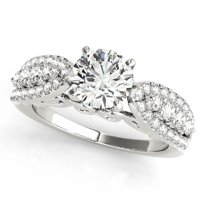 Minimalist engagement rings for women-Auriya Unique 1/2ct Round Moissanite and 1/2ctw Diamond Engagement Ring 14K Gold