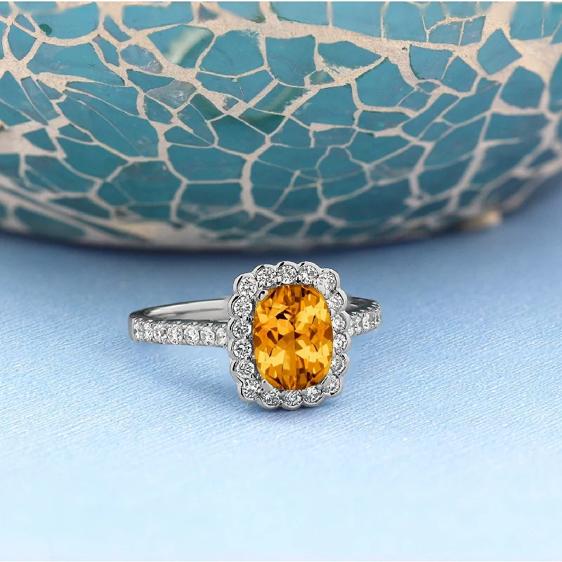 Vintage engagement rings with sapphires-Auriya Vintage 1 1/3ct Cushion-cut Citrine Halo Diamond Engagement Ring 1/2ctw 14k Gold