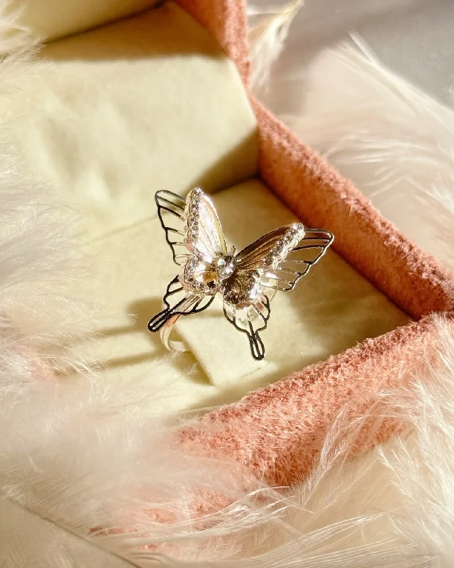 Gold stackable rings for women-Butterfly Shadow Ring