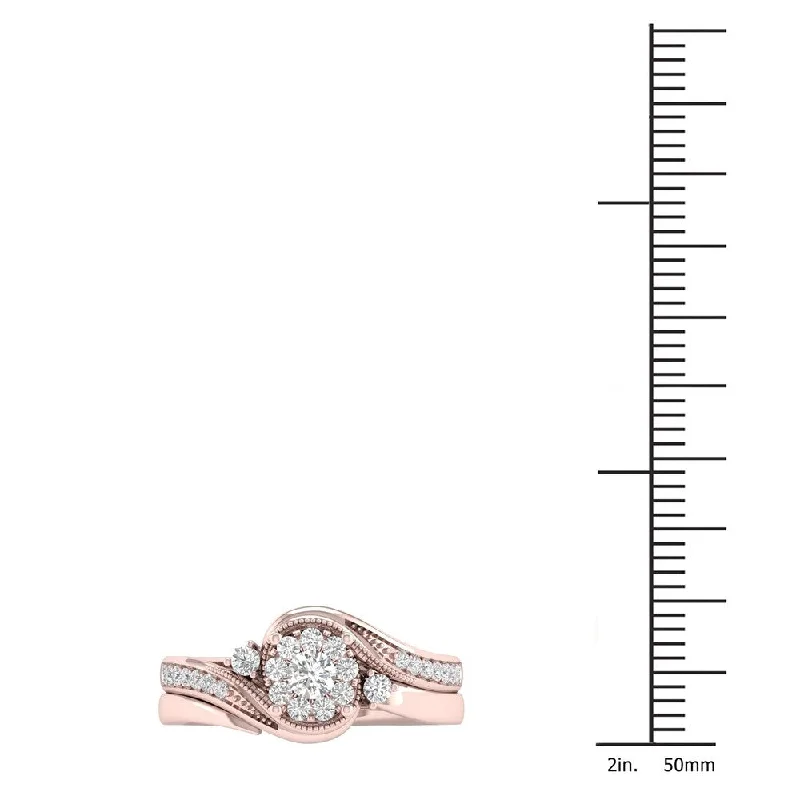 Custom rings for mother’s day gifts-De Couer 10k Gold 1/3ct TDW Diamond Bypass Bridal Set