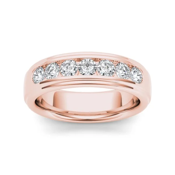 Fashion rings with birthstones for men-De Couer 14k Rose Gold 1ct TDW White Diamond Band