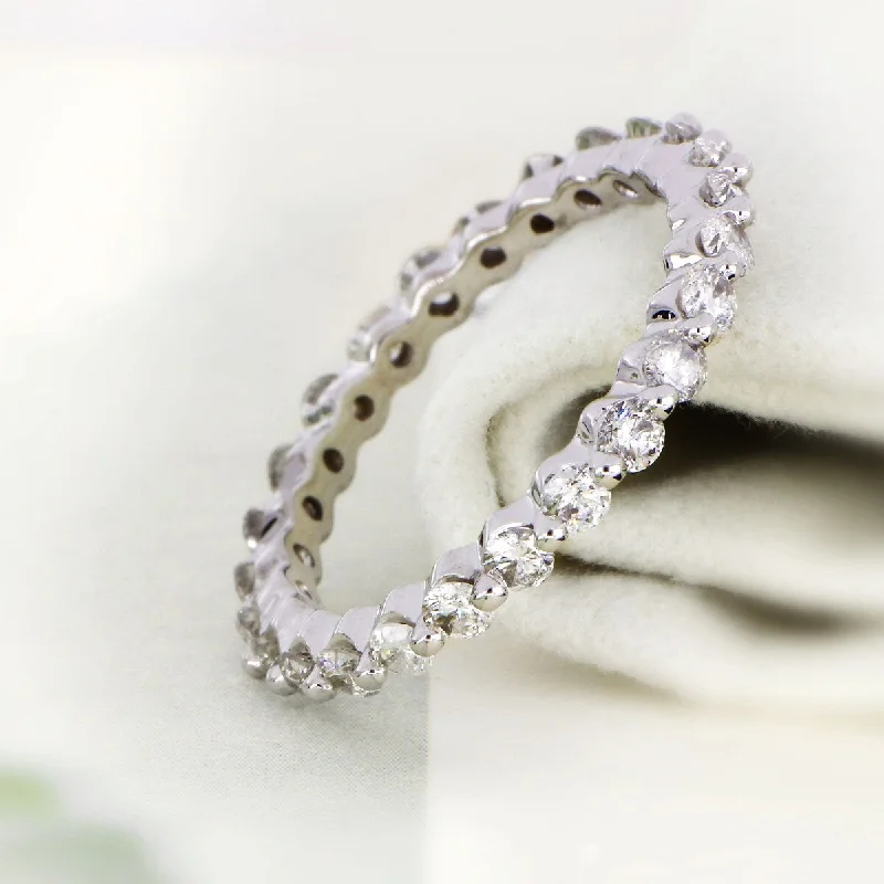 Custom birthstone promise rings-De Couer IGI Certified 14k Gold 1 1/2ct TDW Diamond Eternity Wedding Band