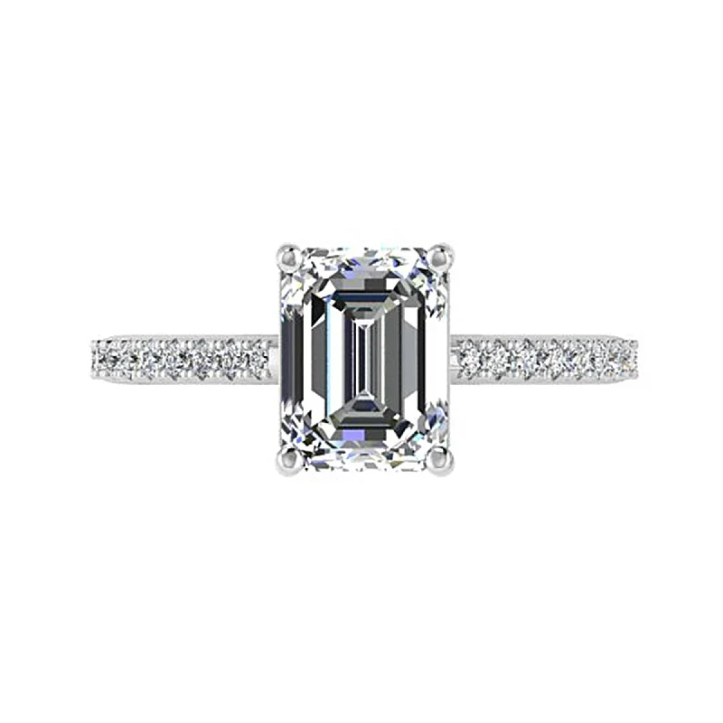 Luxury diamond rings for men-Emerald Cut Diamond Engagement Ring