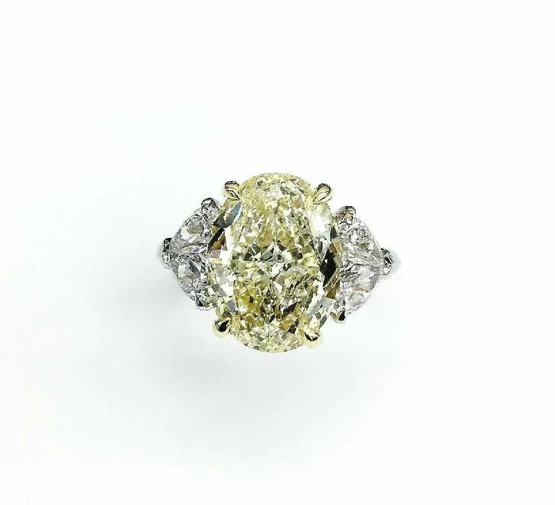 Custom rings for wedding gifts-GIA Certified 5.45ct Oval Shape Fancy Yellow Canary Diamond Engagement Ring