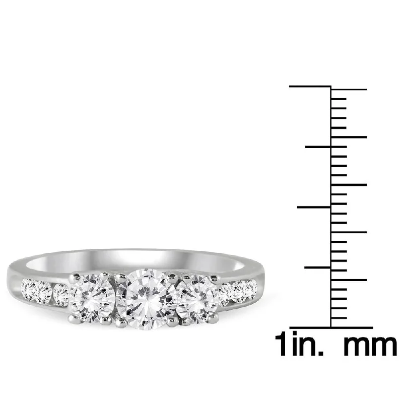 Simple men’s wedding bands-Marquee 10K White Gold 1ct TDW Round Diamond Three Stone Ring