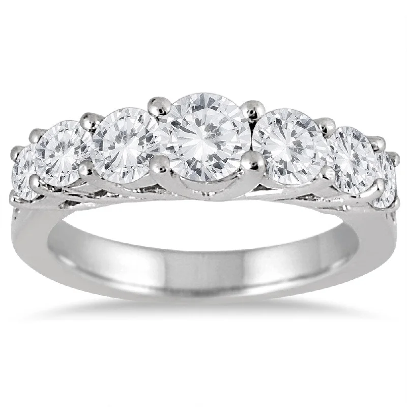 Custom rings for anniversary gifts-Marquee Jewels 10k White Gold 1 1/3ct TDW Diamond Seven Stone Ring