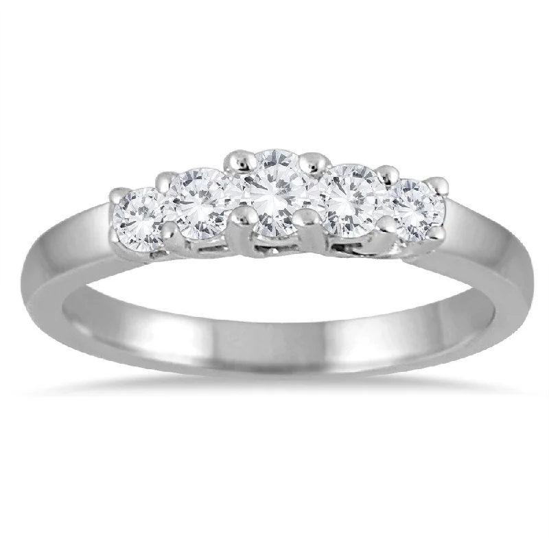 Designer engagement rings for women-Marquee Jewels 10k White Gold 1/2ct TW Diamond 5-stone Ring