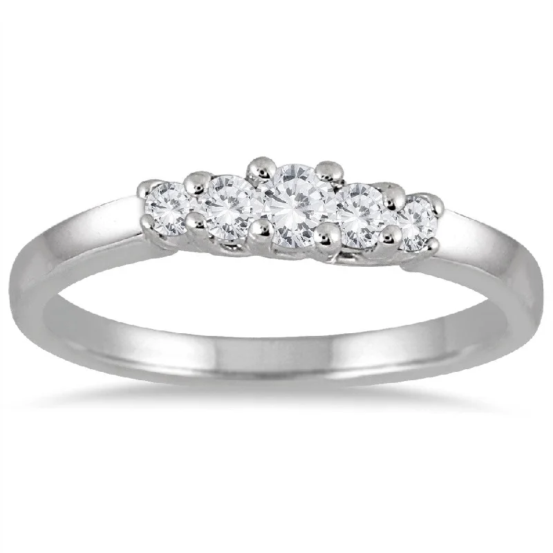 Custom infinity rings for couples-Marquee Jewels 10k White Gold 1/4ct TDW Diamond 5-stone Ring