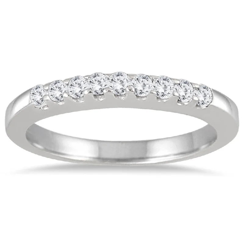 Elegant wedding rings for brides-Marquee Jewels 10k White Gold 1/4ct TDW Diamond 9 Stone Wedding Band (J-K, I2-I3)