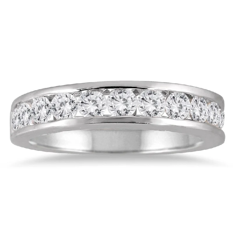 Luxury diamond rings for men-Marquee Jewels 10k White Gold 1ct TDW Channel-set Round-cut White Diamond Ring