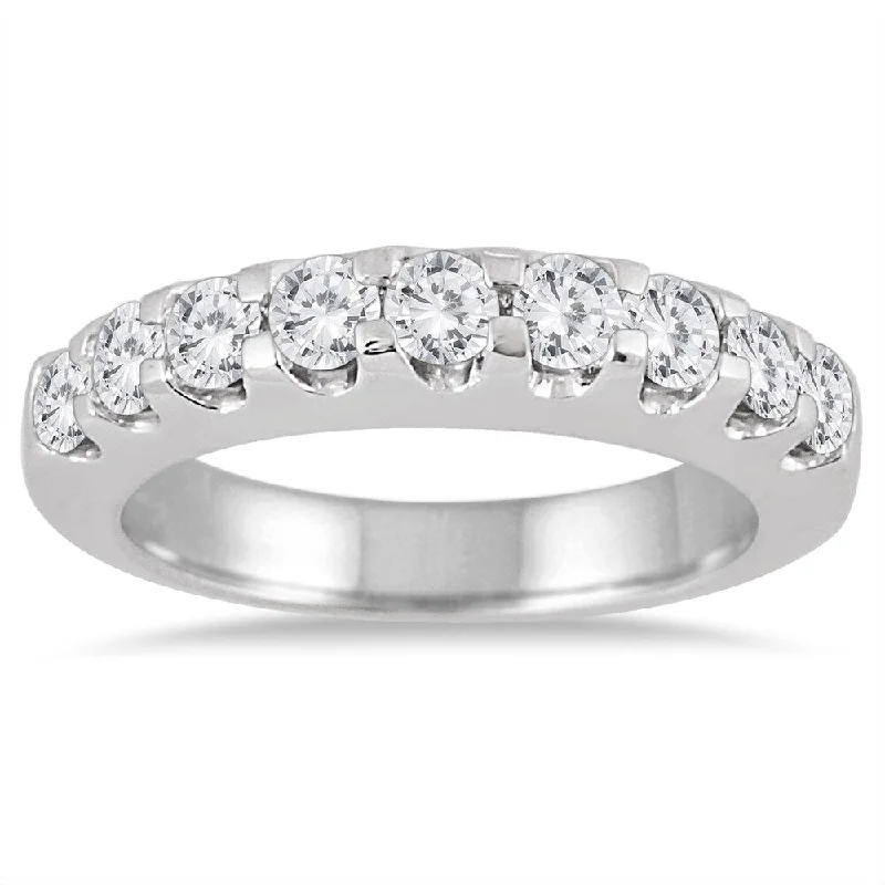 Wedding rings with sapphires-Marquee Jewels 10K White Gold 1ct TDW Diamond Wedding Band