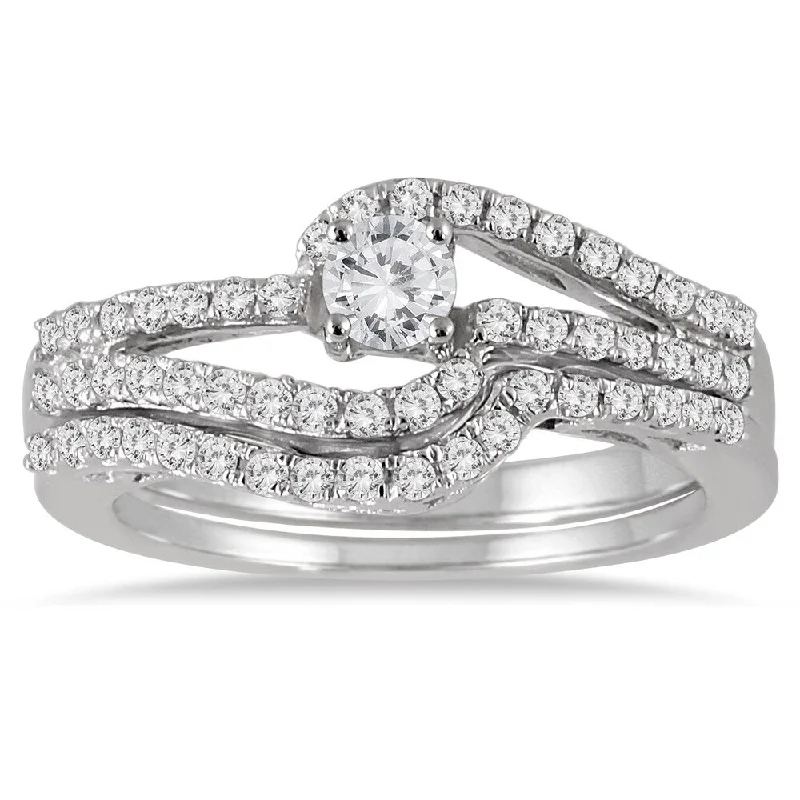 Custom rings for wedding gifts-Marquee Jewels 10k White Gold 3/4ct TDW Diamond Bridal Set