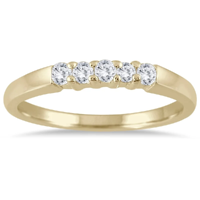 Elegant wedding rings for brides-Marquee Jewels 10k Yellow Gold 1/4ct TDW Prong Set 5-stone Diamond Band