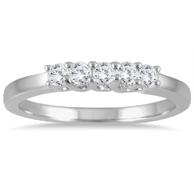 Unique promise rings for men-Marquee Jewels 14k White Gold 1/4ct TDW Prong Diamond Wedding Band