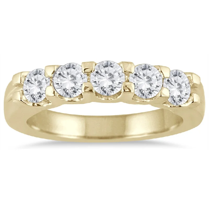 Unique rings with colored gemstones-Marquee Jewels 14k Yellow Gold 1ct TDW Diamond 5 Stone Band